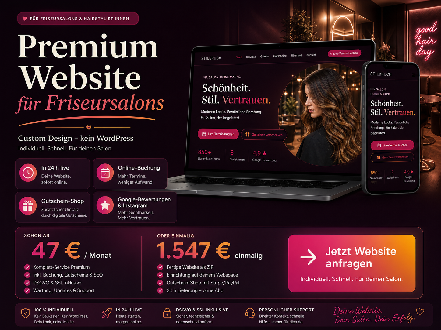 Premium-Website fuer Friseur-Salons (Screenshot)